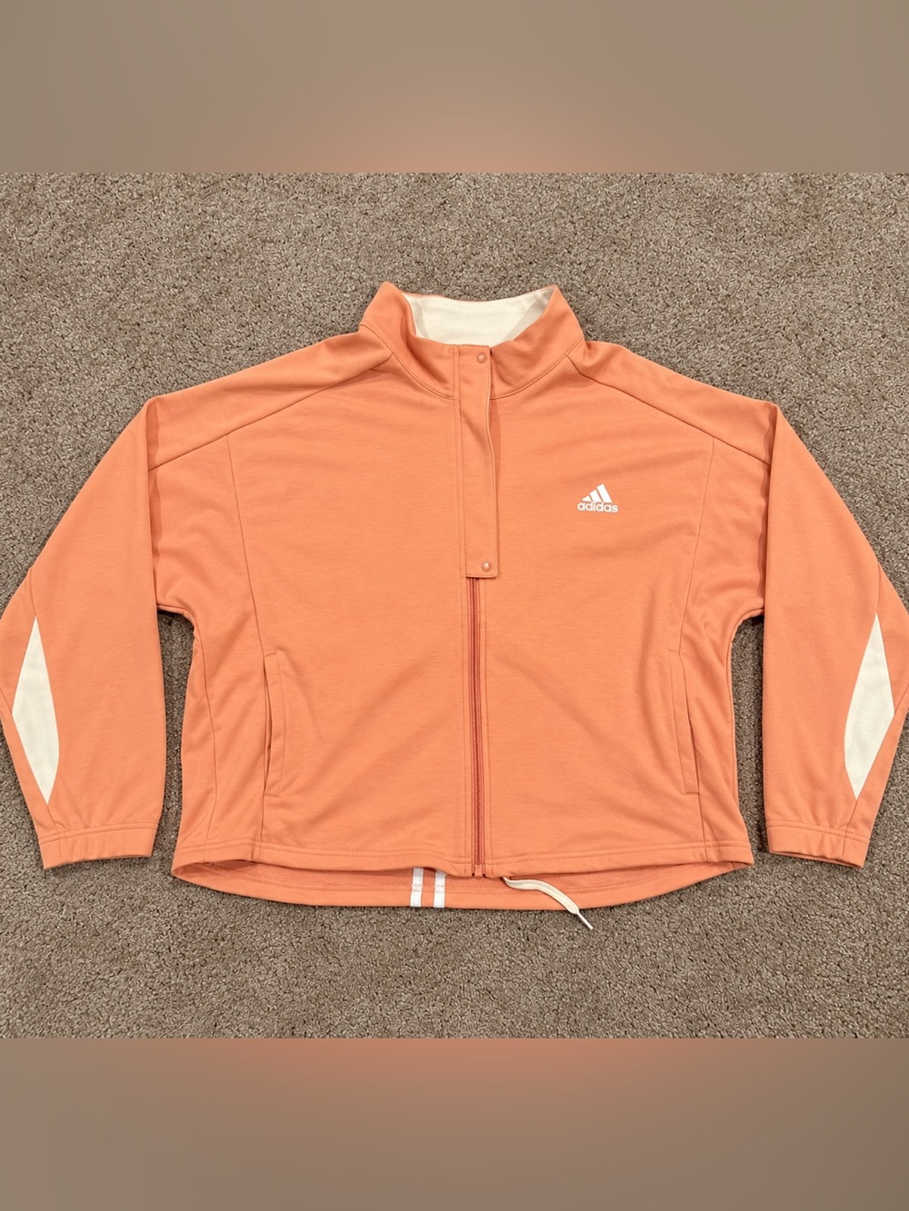 Adidas Primegreen XL Peach 3 Stripe Full Zip Track Jacket